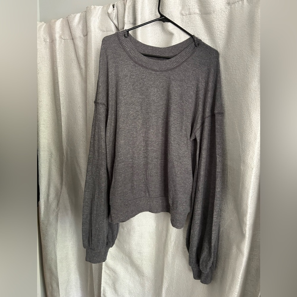free people gray bell sleeve sweater